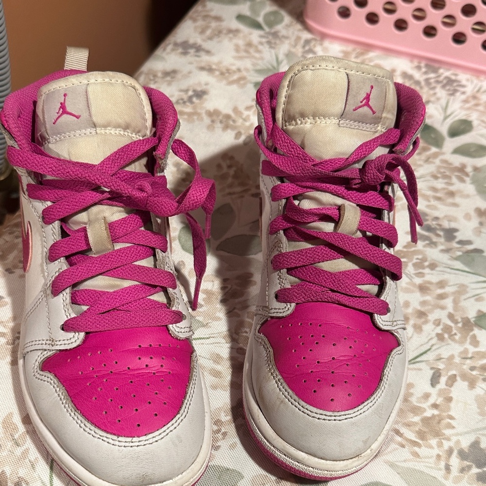 Nike White and Pink High-Top Sneakers